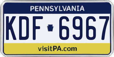 PA license plate KDF6967