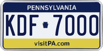 PA license plate KDF7000