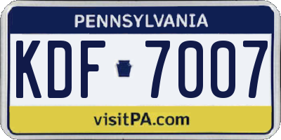 PA license plate KDF7007