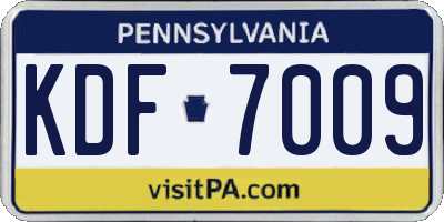 PA license plate KDF7009