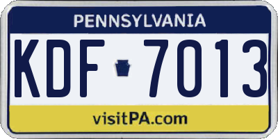 PA license plate KDF7013