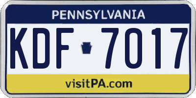 PA license plate KDF7017