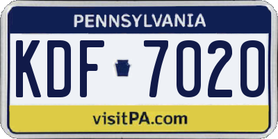 PA license plate KDF7020