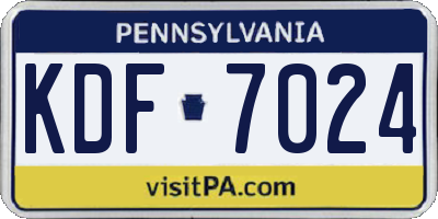 PA license plate KDF7024