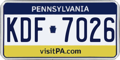 PA license plate KDF7026