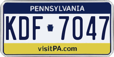 PA license plate KDF7047