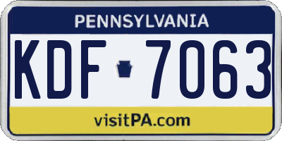 PA license plate KDF7063