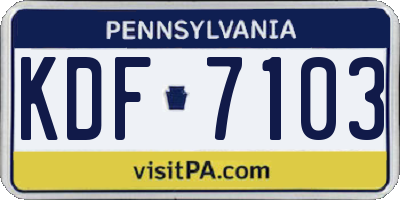 PA license plate KDF7103