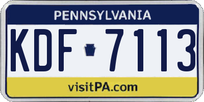 PA license plate KDF7113