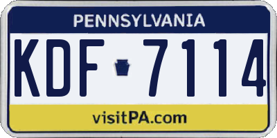 PA license plate KDF7114