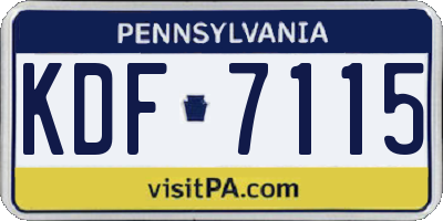 PA license plate KDF7115