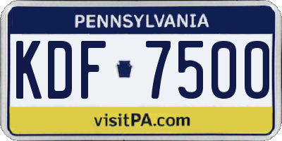 PA license plate KDF7500