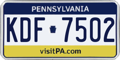 PA license plate KDF7502