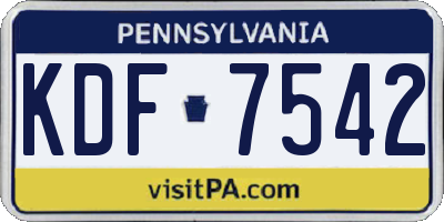 PA license plate KDF7542