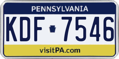 PA license plate KDF7546
