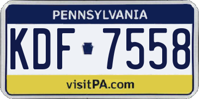 PA license plate KDF7558