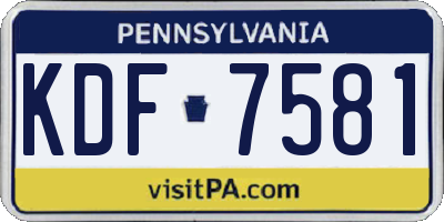 PA license plate KDF7581