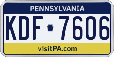 PA license plate KDF7606