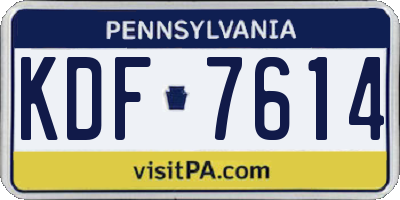 PA license plate KDF7614