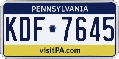 PA license plate KDF7645