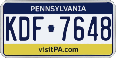 PA license plate KDF7648