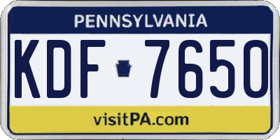 PA license plate KDF7650