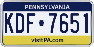 PA license plate KDF7651