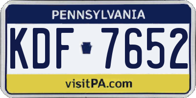 PA license plate KDF7652