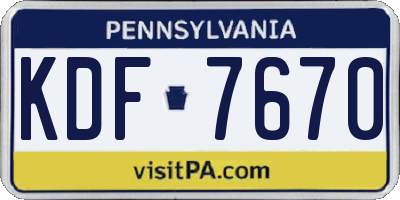 PA license plate KDF7670
