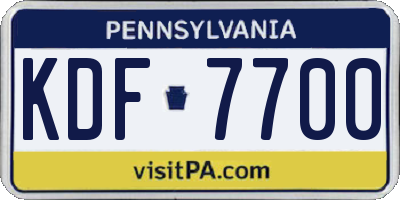 PA license plate KDF7700