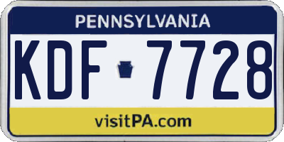 PA license plate KDF7728