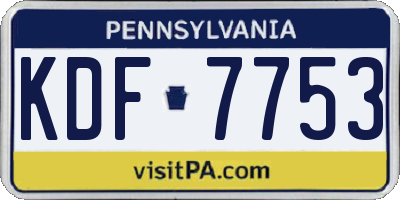 PA license plate KDF7753