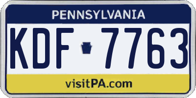 PA license plate KDF7763