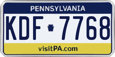 PA license plate KDF7768