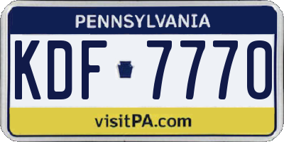 PA license plate KDF7770