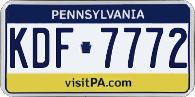 PA license plate KDF7772