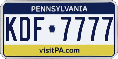 PA license plate KDF7777