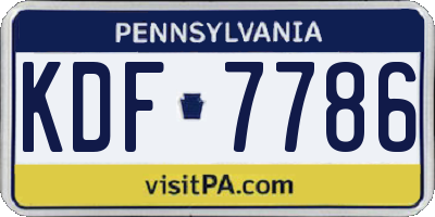 PA license plate KDF7786