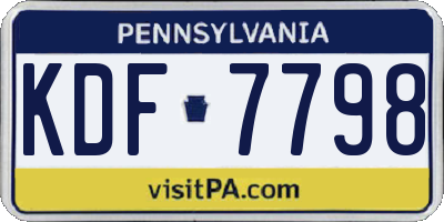 PA license plate KDF7798