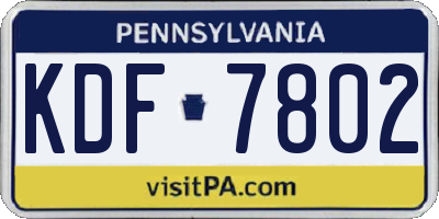 PA license plate KDF7802