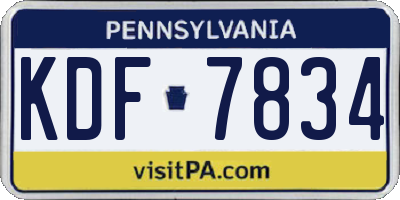 PA license plate KDF7834