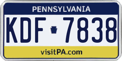 PA license plate KDF7838