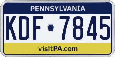 PA license plate KDF7845