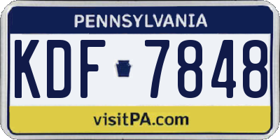 PA license plate KDF7848