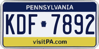 PA license plate KDF7892