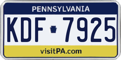 PA license plate KDF7925