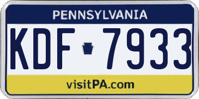 PA license plate KDF7933