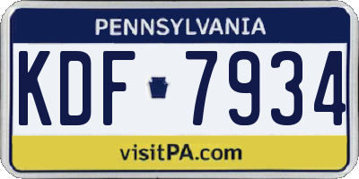 PA license plate KDF7934