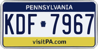 PA license plate KDF7967