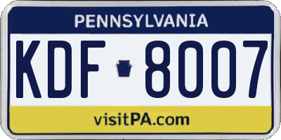 PA license plate KDF8007